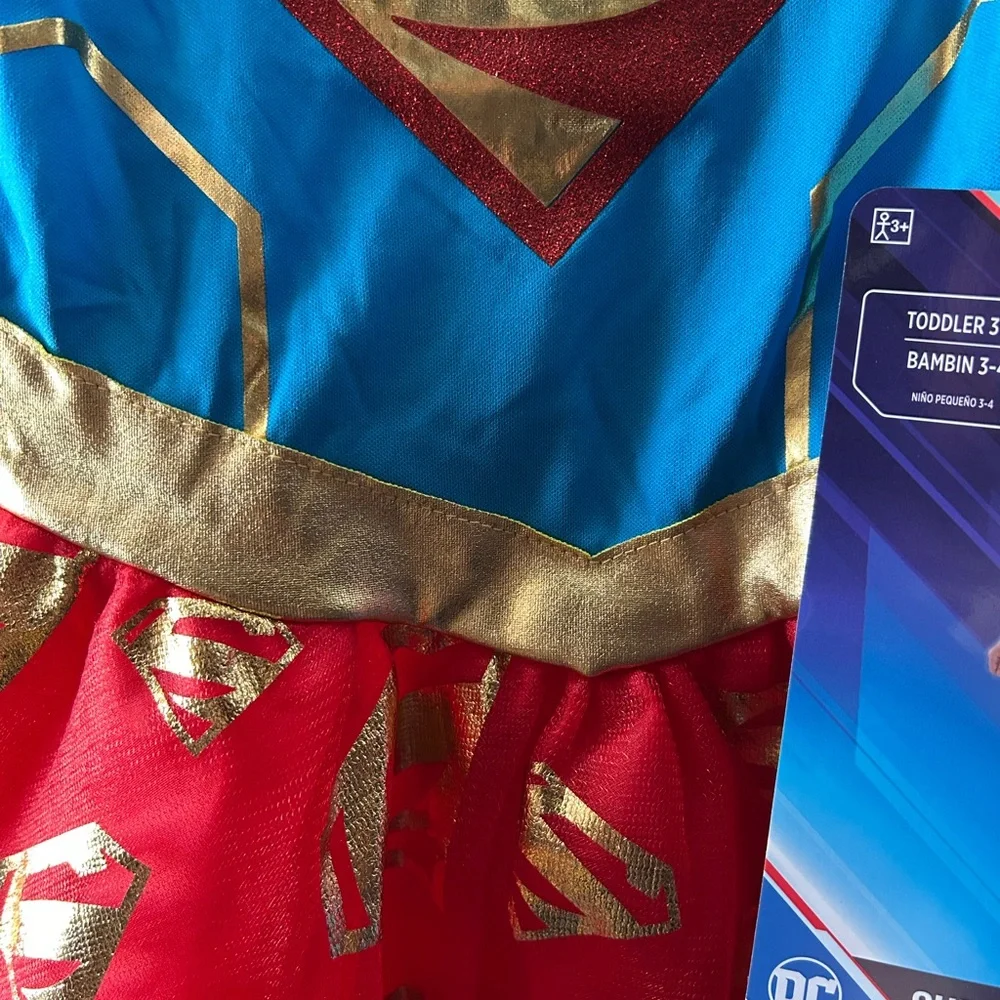 Supergirl Kids Costume - Red and Blue toddler 3-4